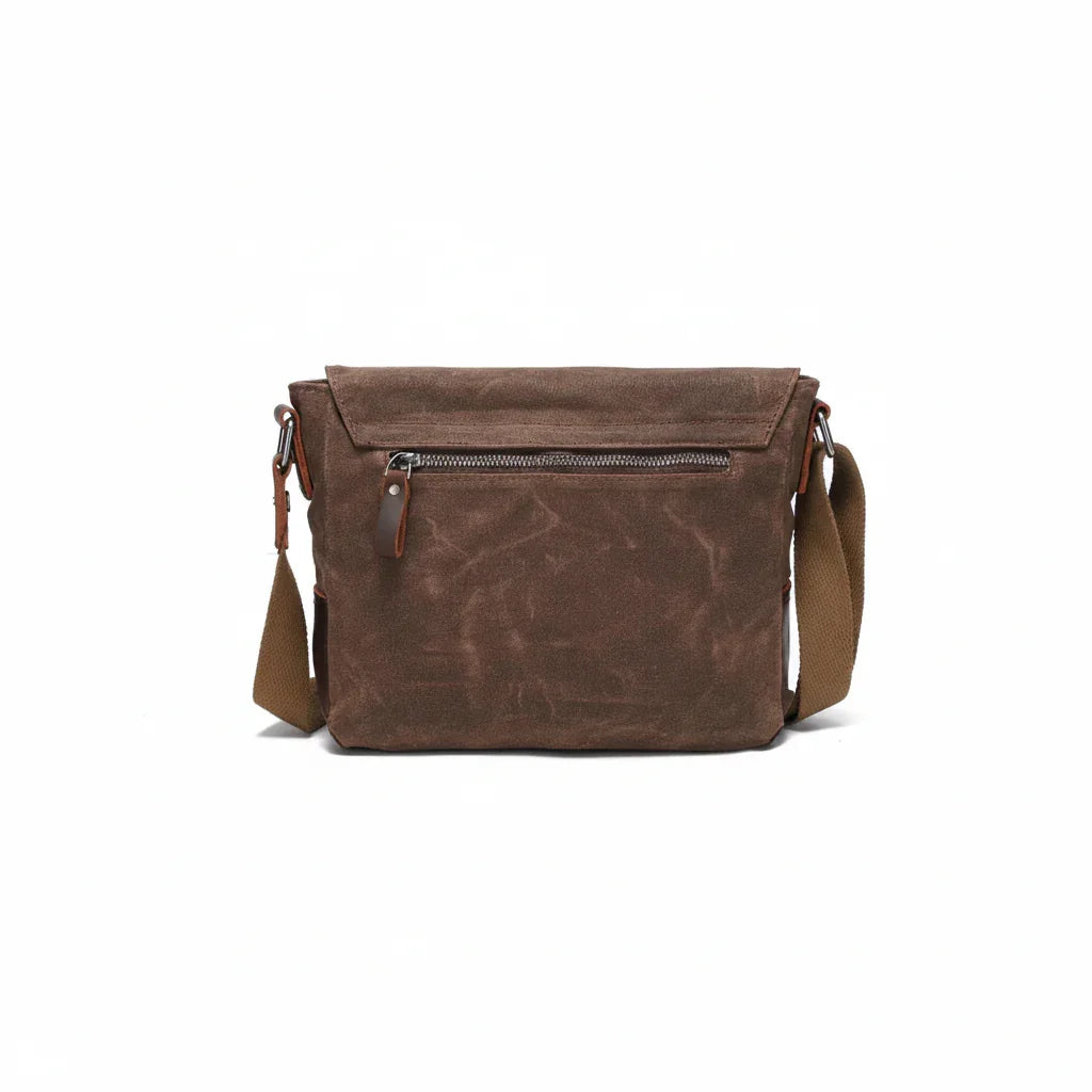 Men’s Canvas Messenger Bag - Leather Trim Crossbody Bag