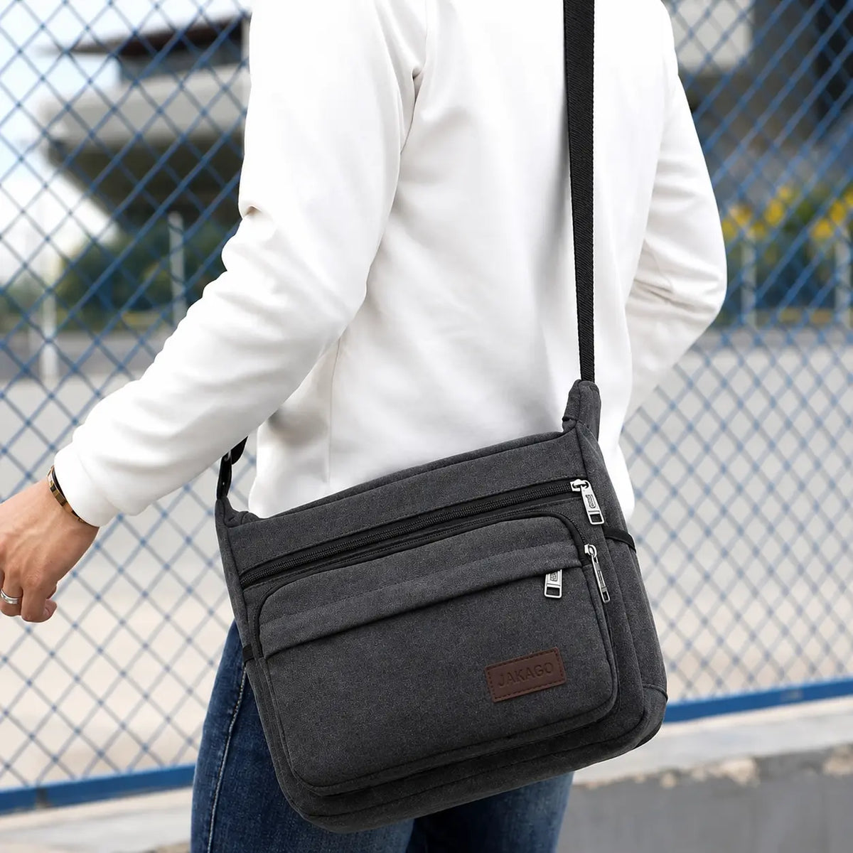 Men’s Canvas Messenger Bag - Multi-Pocket Crossbody Carry