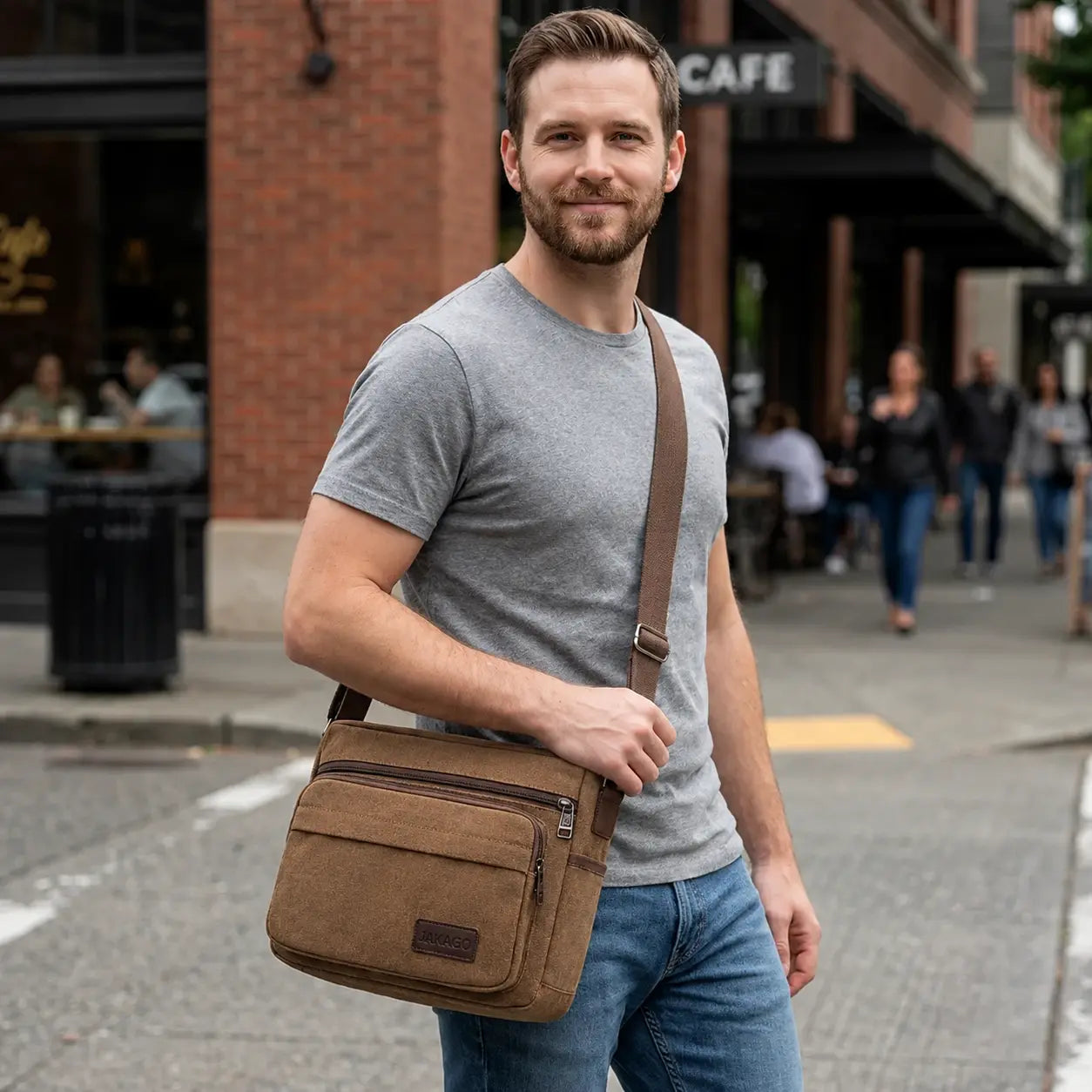 Men’s Canvas Messenger Bag - Multi-Pocket Crossbody Carry