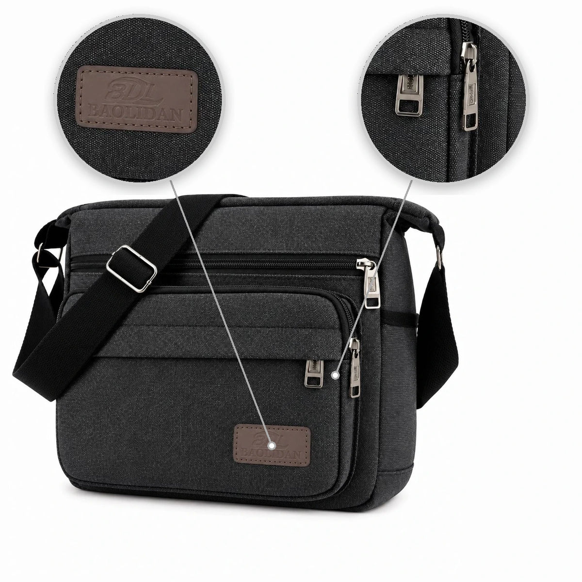Men’s Canvas Messenger Bag - Multi-Pocket Crossbody Carry