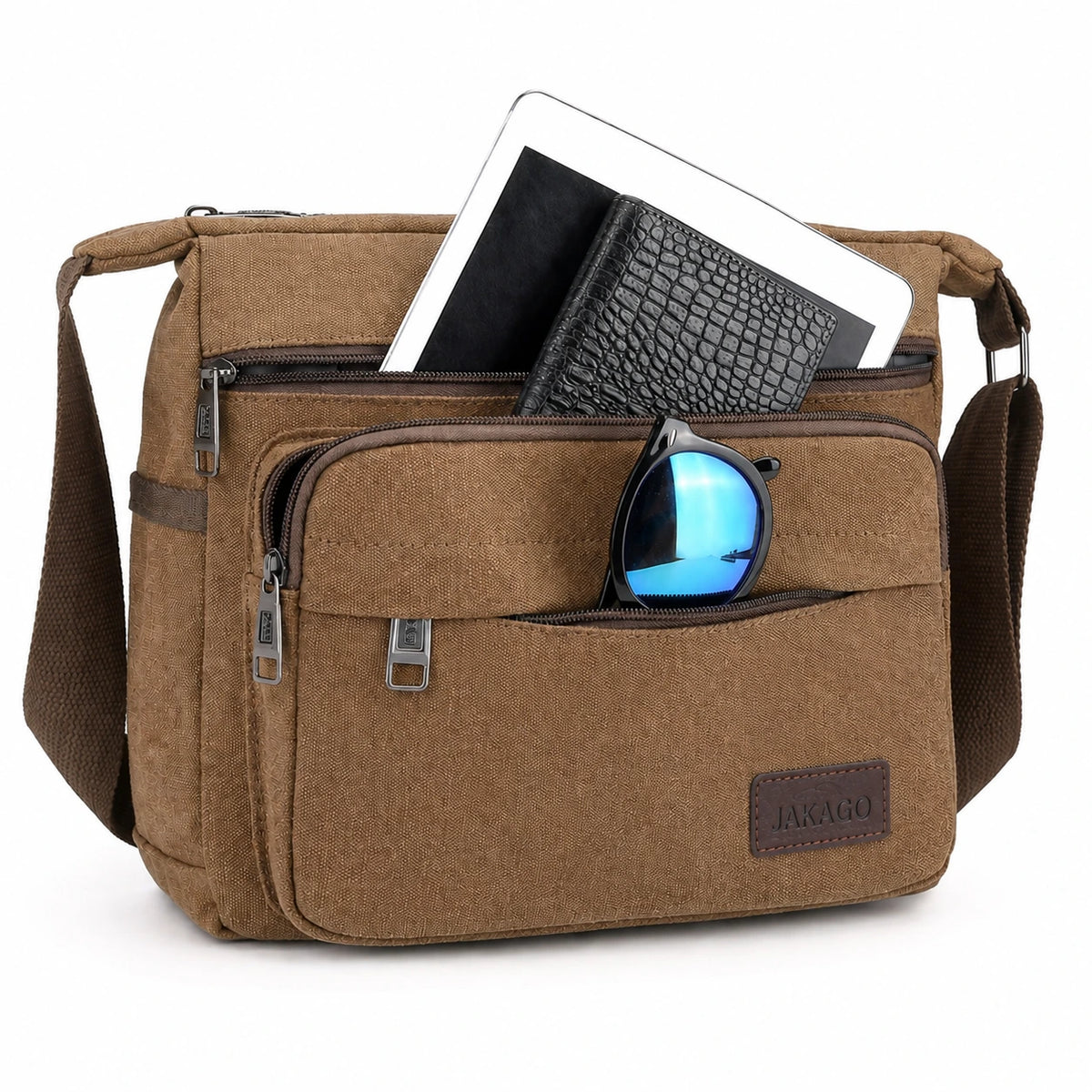 Men’s Canvas Messenger Bag - Multi-Pocket Crossbody Carry