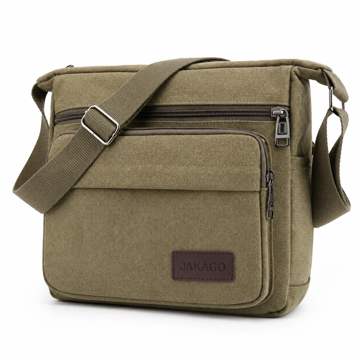 Men’s Canvas Messenger Bag - Multi-Pocket Crossbody Carry - Green
