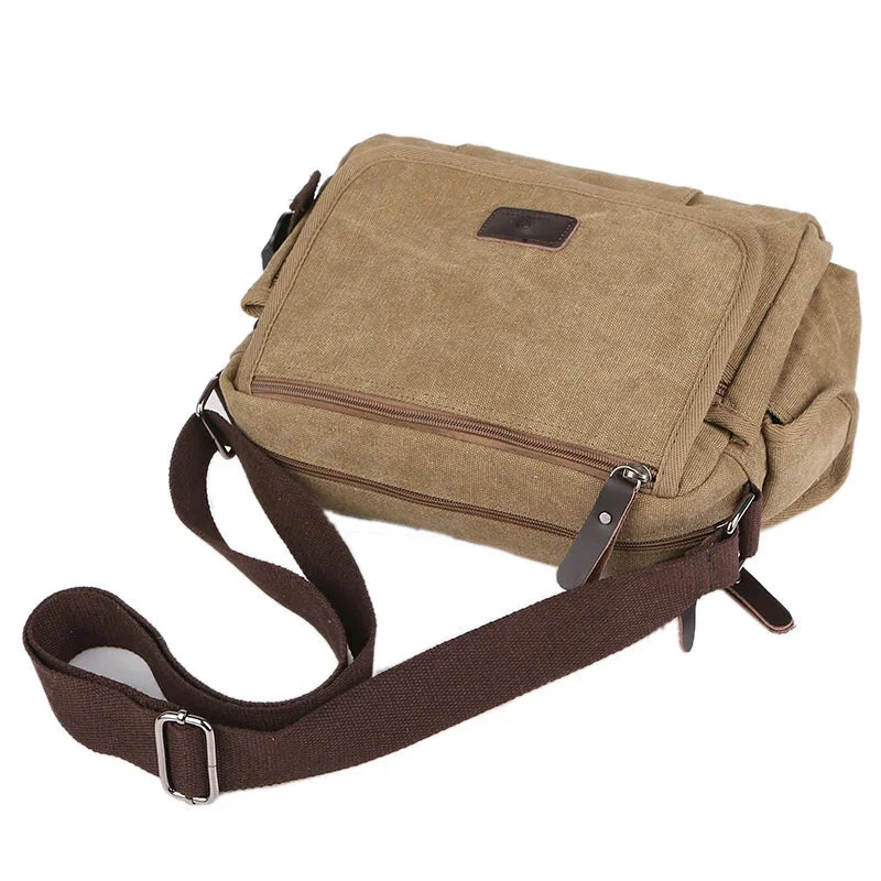 Men’s Canvas Messenger Bag - Multi-Pocket Satchel Bag