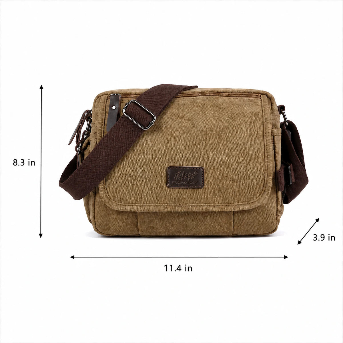 Men’s Canvas Messenger Bag - Multi-Pocket Satchel Bag