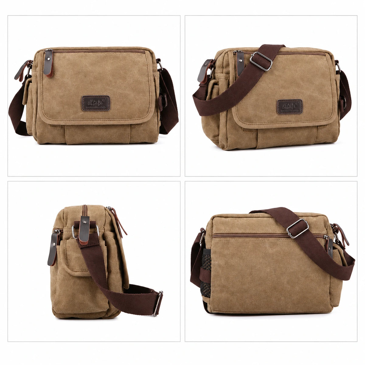 Men’s Canvas Messenger Bag - Multi-Pocket Satchel Bag