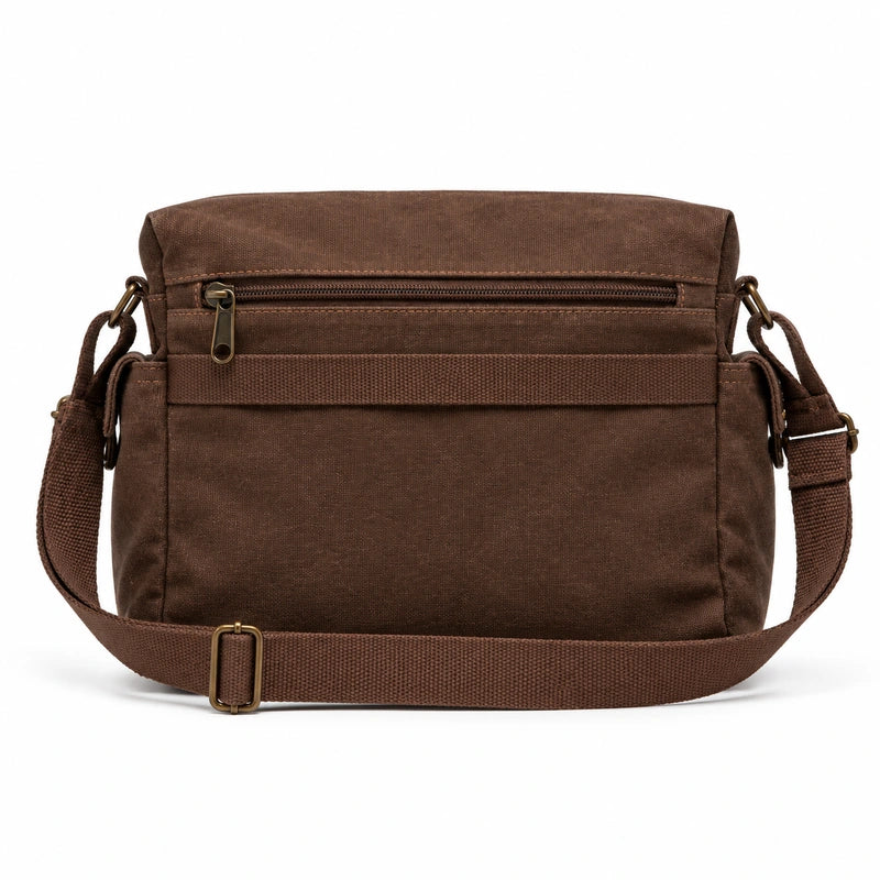 Men’s Canvas Messenger Bag - Multi Pocket Zip Flap Design