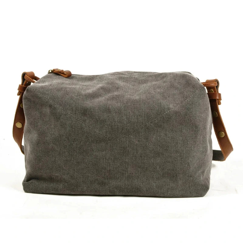 Men’s Canvas Messenger Bag - Round Barrel Design