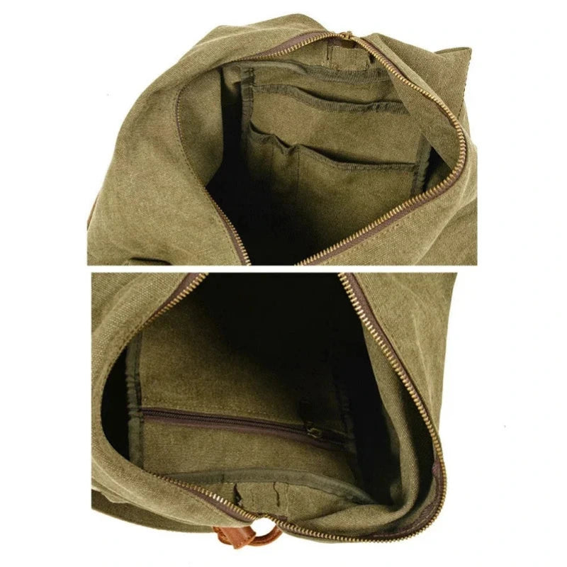 Men’s Canvas Messenger Bag - Round Barrel Design
