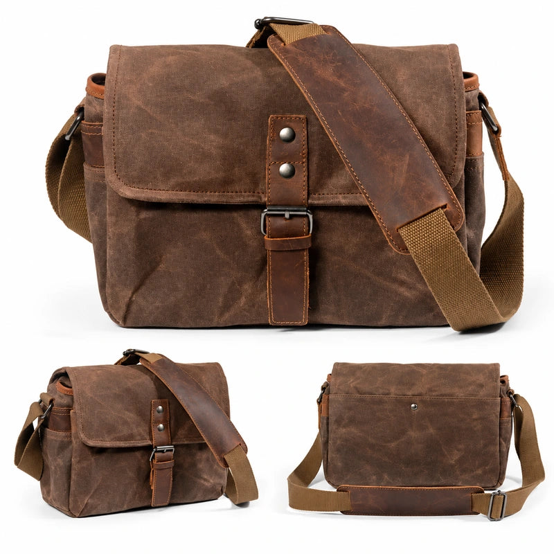 Men’s Small Canvas Messenger Bag - Vintage Everyday Shoulder Bag