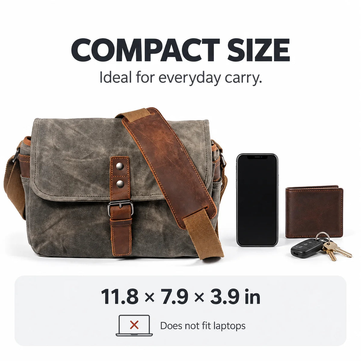 Men’s Canvas Messenger Bag – Vintage Everyday Shoulder Bag