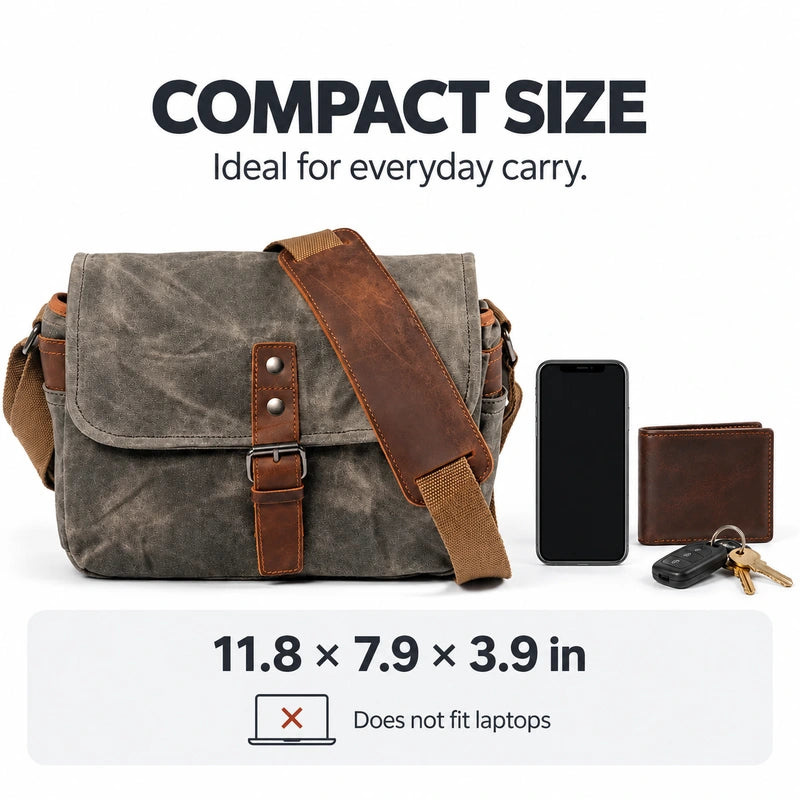 Men’s Small Canvas Messenger Bag - Vintage Everyday Shoulder Bag