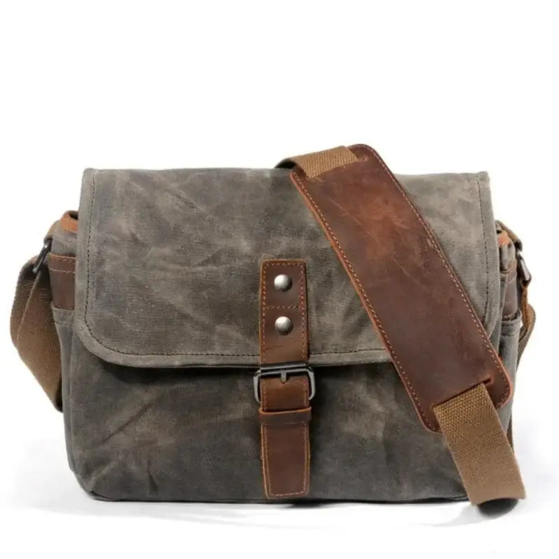 Men’s Canvas Messenger Bag – Vintage Everyday Shoulder Bag - Grey