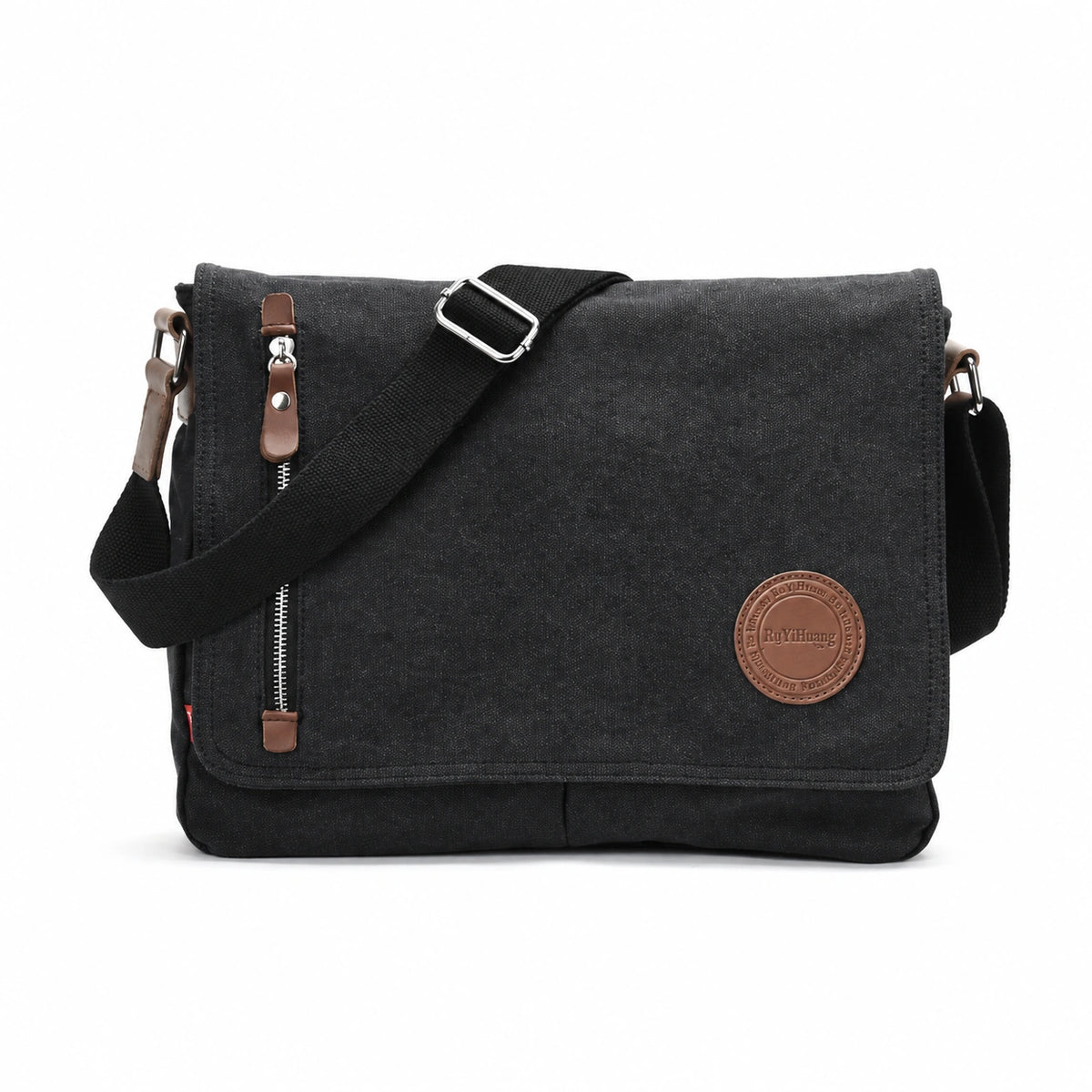 Men’s Canvas Messenger Bag – Vintage Flap Everyday Carry - Black