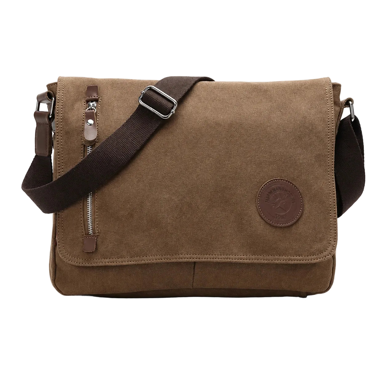 Men’s Canvas Messenger Bag – Vintage Flap Everyday Carry - Brown