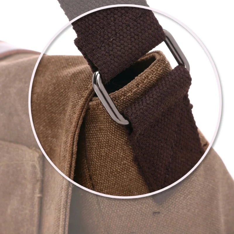 Men’s Canvas Messenger Bag - Vintage Multi-Pocket Shoulder Bag