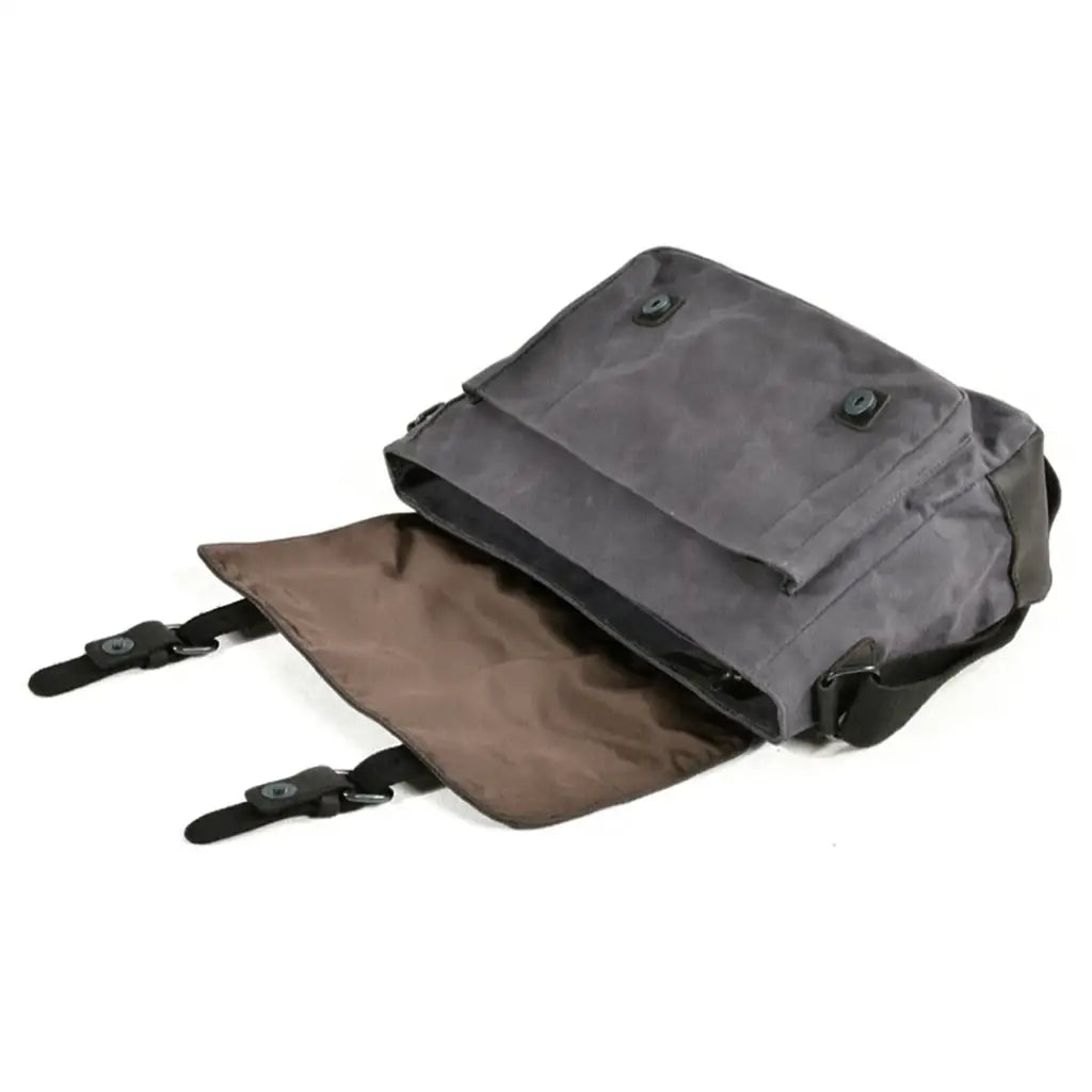 Men’s Canvas Messenger Bag – Vintage Work Bag with Leather Straps