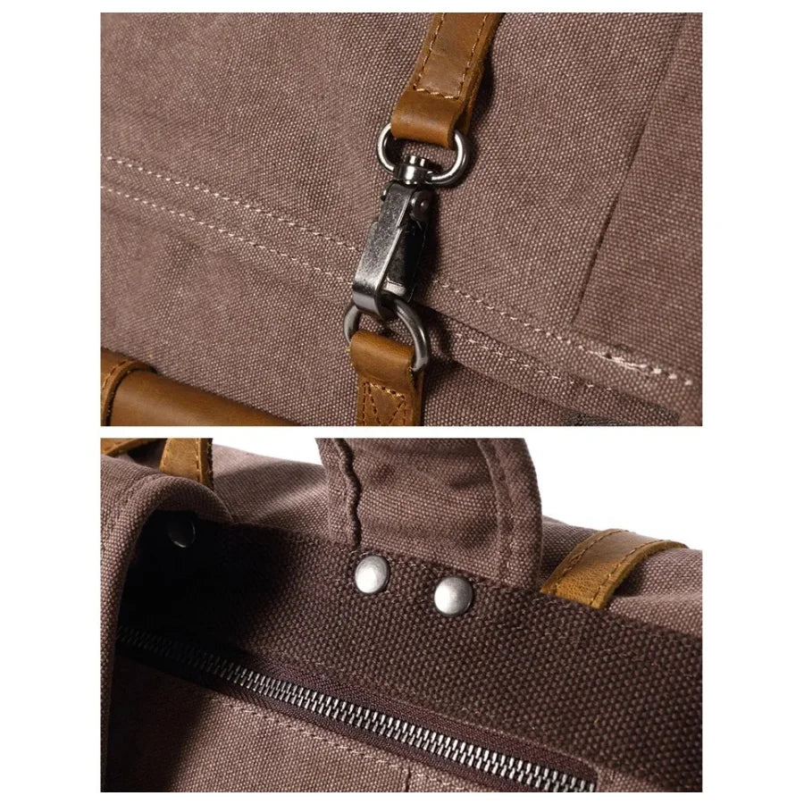 Men’s Canvas Roll-Top Backpack - Leather Trim 16L