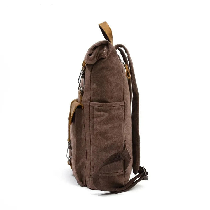 Men’s Canvas Roll-Top Backpack - Leather Trim 16L