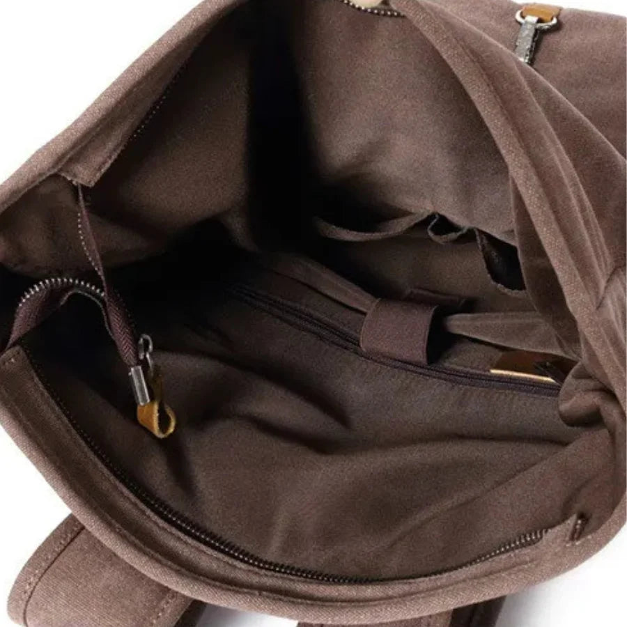 Men’s Canvas Roll-Top Backpack - Leather Trim 16L