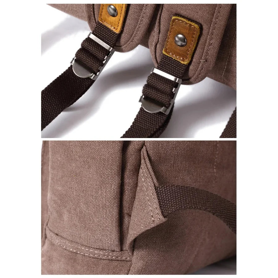 Men’s Canvas Roll-Top Backpack - Leather Trim 16L