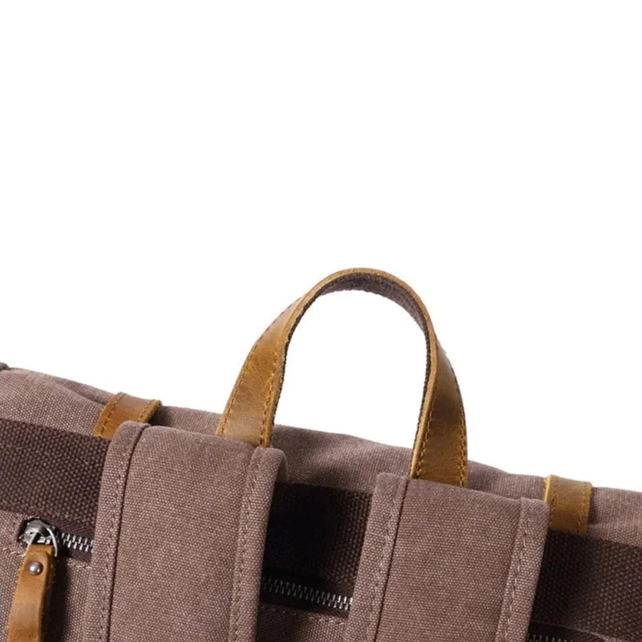 Men’s Canvas Roll-Top Backpack - Leather Trim 16L