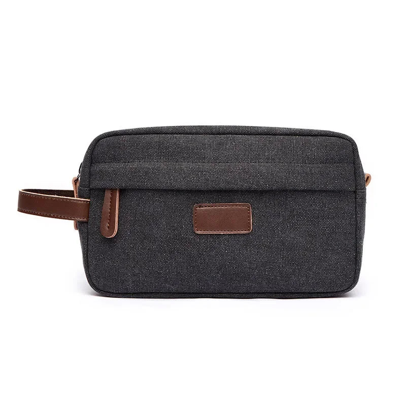 Men’s Canvas Toiletry Bag - Front Pocket Travel Kit
