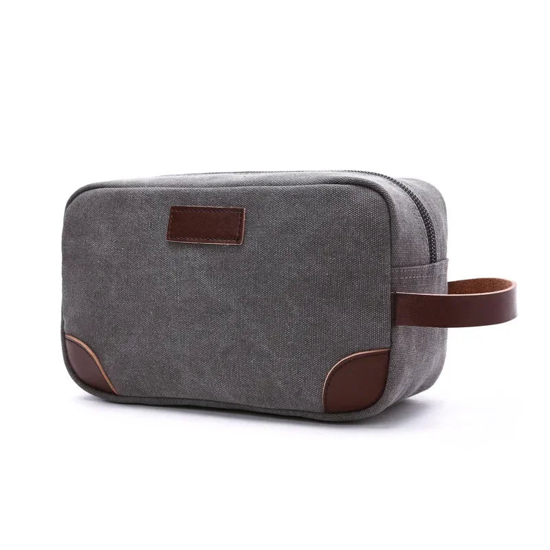 Men’s Canvas Toiletry Bag - Front Pocket Travel Kit