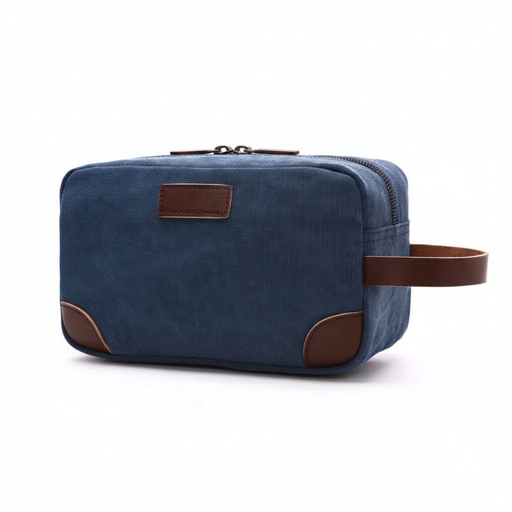 Men’s Canvas Toiletry Bag - Front Pocket Travel Kit