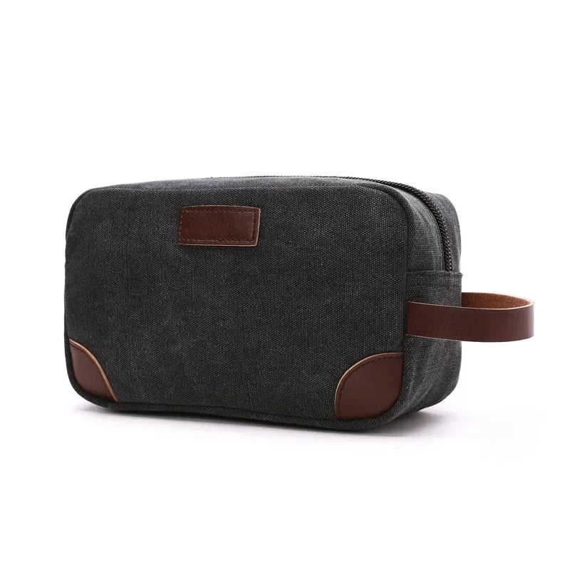 Men’s Canvas Toiletry Bag - Front Pocket Travel Kit