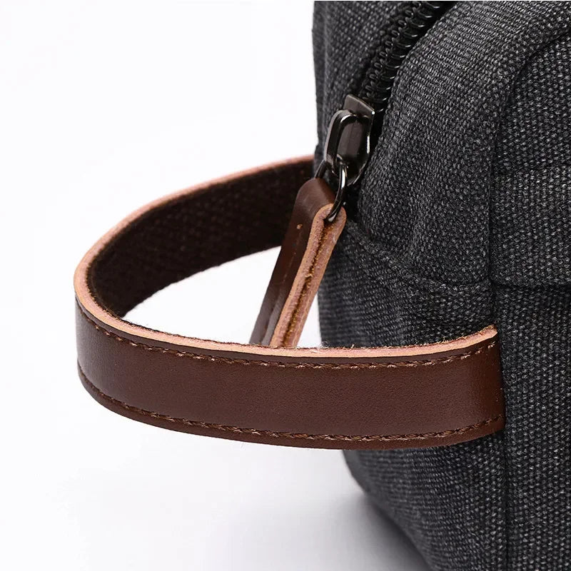 Men’s Canvas Toiletry Bag - Front Pocket Travel Kit