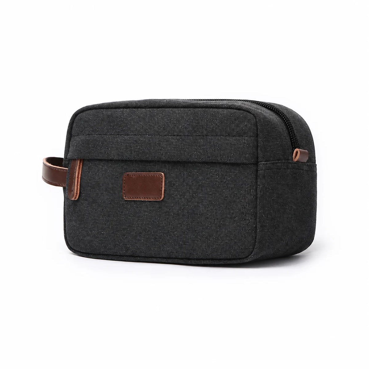 Men’s Canvas Toiletry Bag - Front Pocket Travel Kit - Dark gray