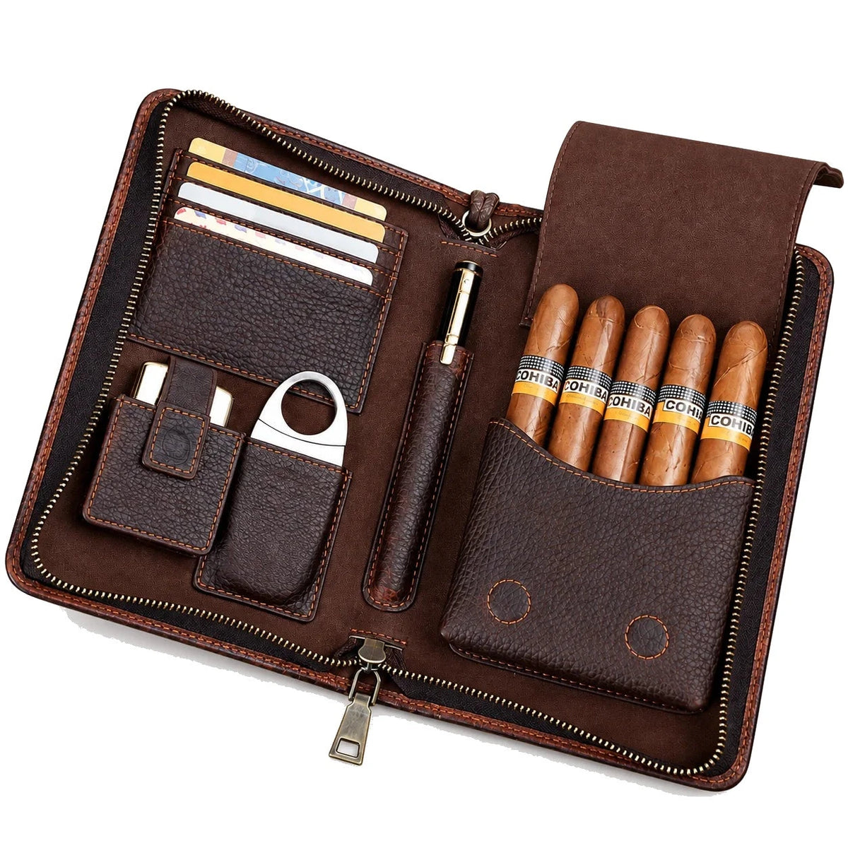 Men’s Cigar Travel Case - 5-Cigar Organizer with Phone Pocket