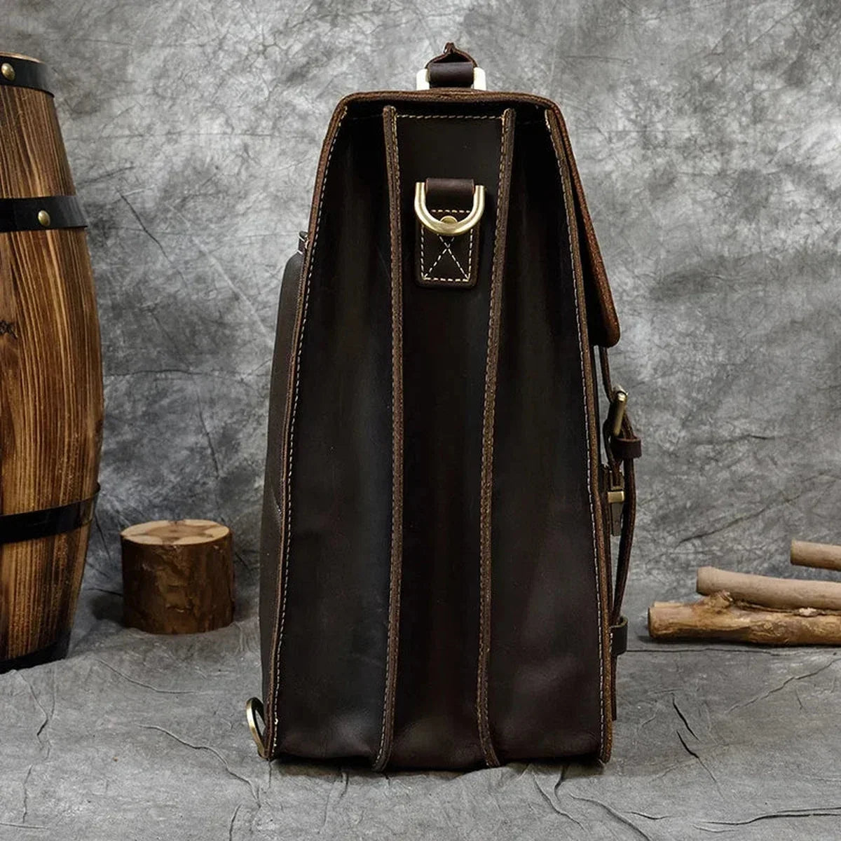 Men’s Convertible Leather Backpack - Crazy Horse 3-Way Top Handle Pack