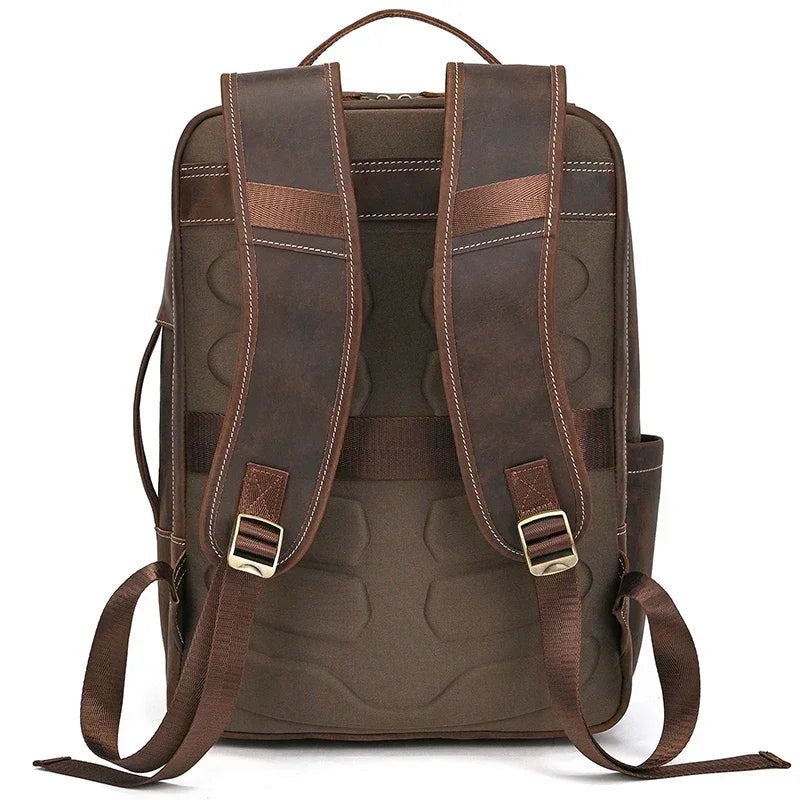 Men’s Crazy Horse Leather Backpack - 15-Inch Laptop Bag