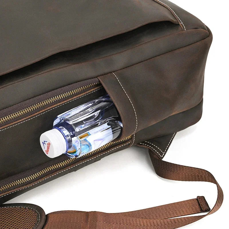 Men’s Crazy Horse Leather Backpack - 15-Inch Laptop Bag