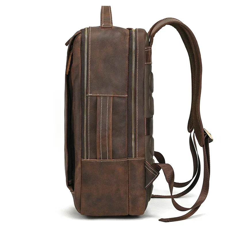 Men’s Crazy Horse Leather Backpack - 15-Inch Laptop Bag