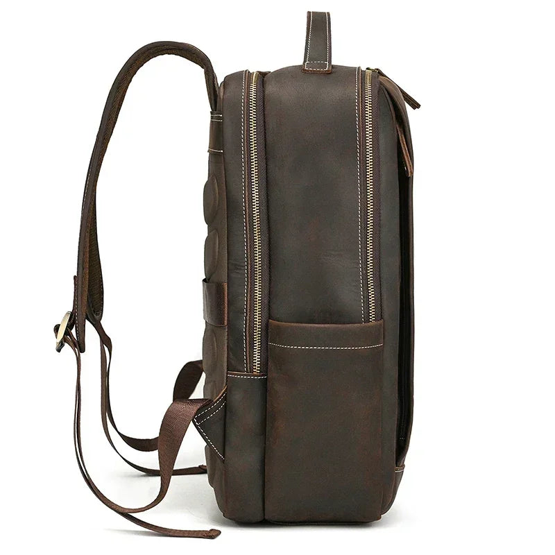 Men’s Crazy Horse Leather Backpack - 15-Inch Laptop Bag