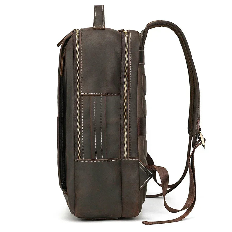 Men’s Crazy Horse Leather Backpack - 15-Inch Laptop Bag