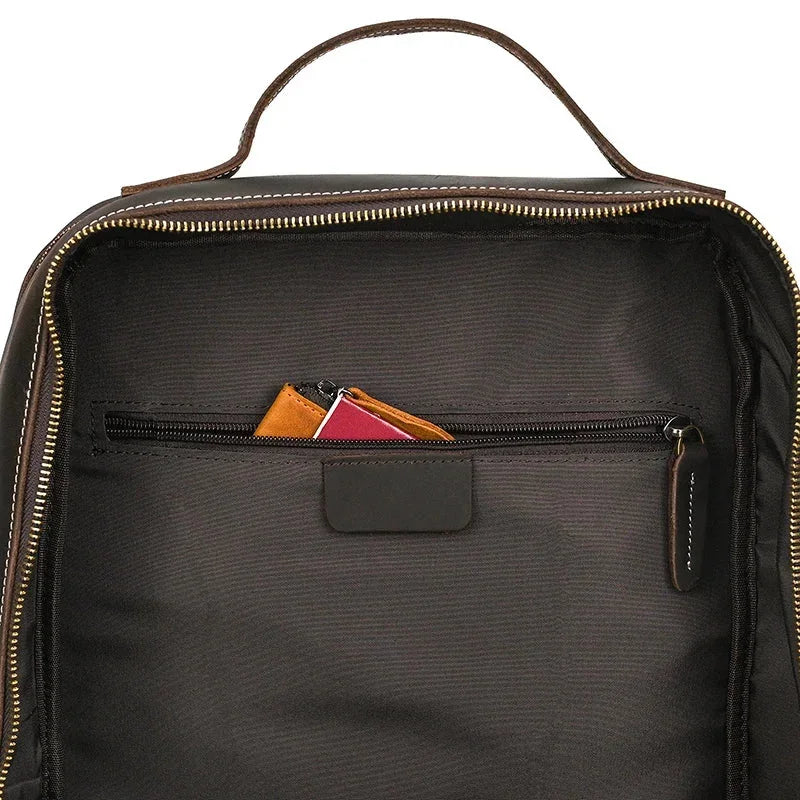 Men’s Crazy Horse Leather Backpack - 15-Inch Laptop Bag
