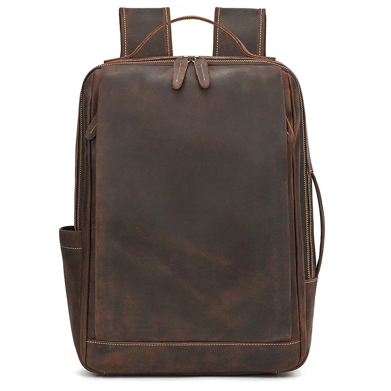 Men’s Crazy Horse Leather Backpack - 15-Inch Laptop Bag
