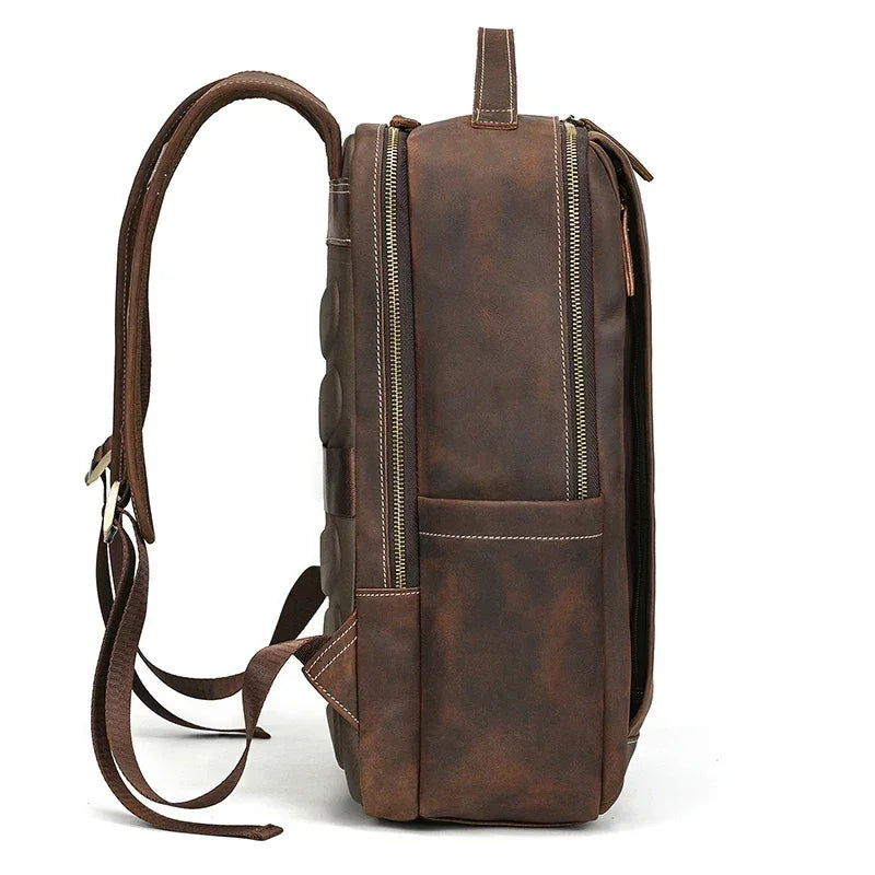 Men’s Crazy Horse Leather Backpack - 15-Inch Laptop Bag