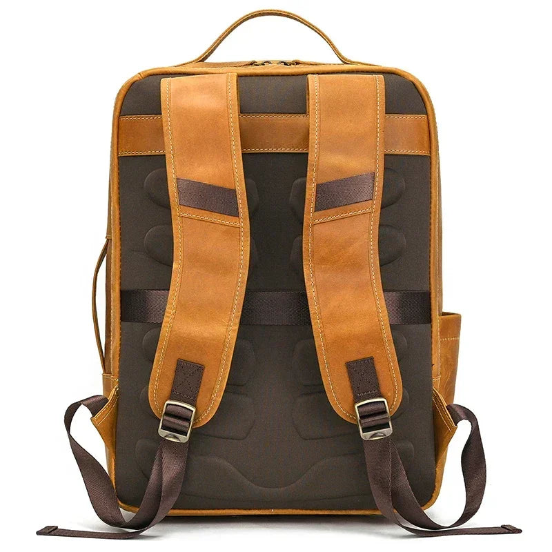 Men’s Crazy Horse Leather Backpack - 15-Inch Laptop Bag