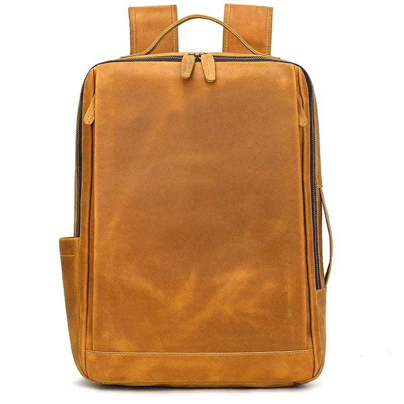 Men’s Crazy Horse Leather Backpack - 15-Inch Laptop Bag