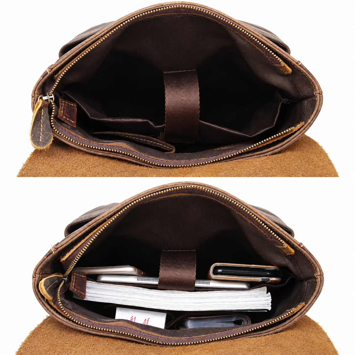 Men’s Crazy Horse Leather Backpack - Flap Closure 13’’ Laptop Bag