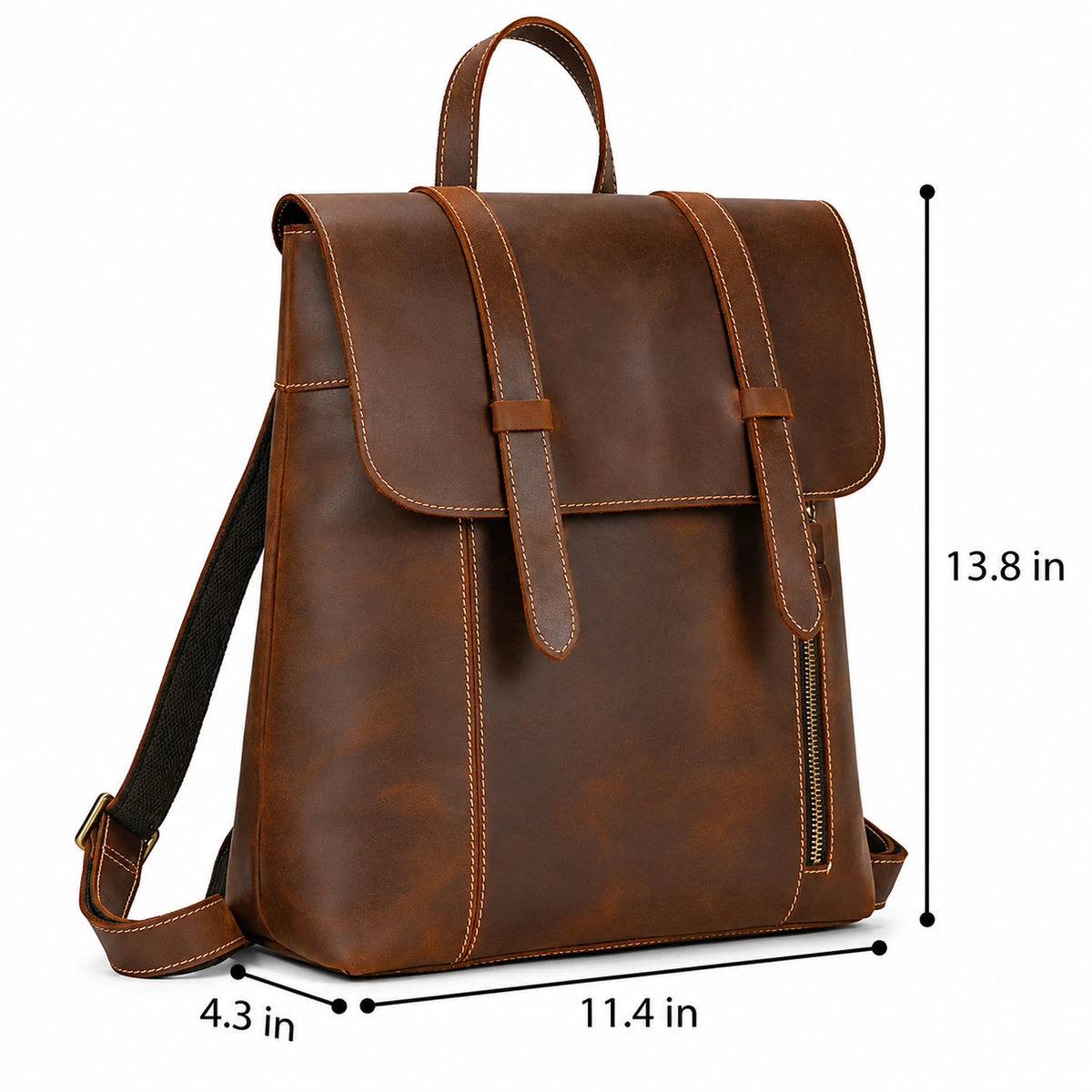 Men’s Crazy Horse Leather Backpack – Flap Front Design