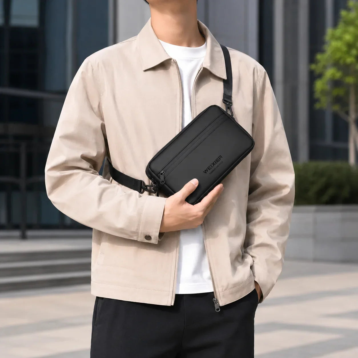 Men’s Crossbody Bag - Water-Resistant Touchscreen Pocket