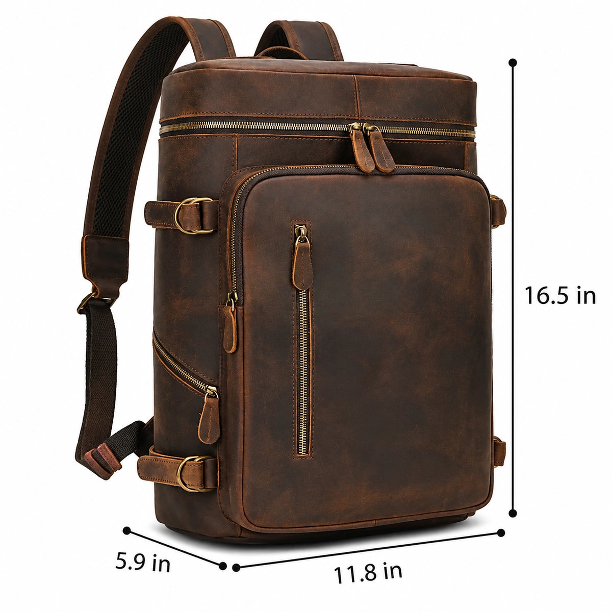 Men’s Full-Grain Cowhide Leather Backpack – Vintage Work & Daily Carry Bag