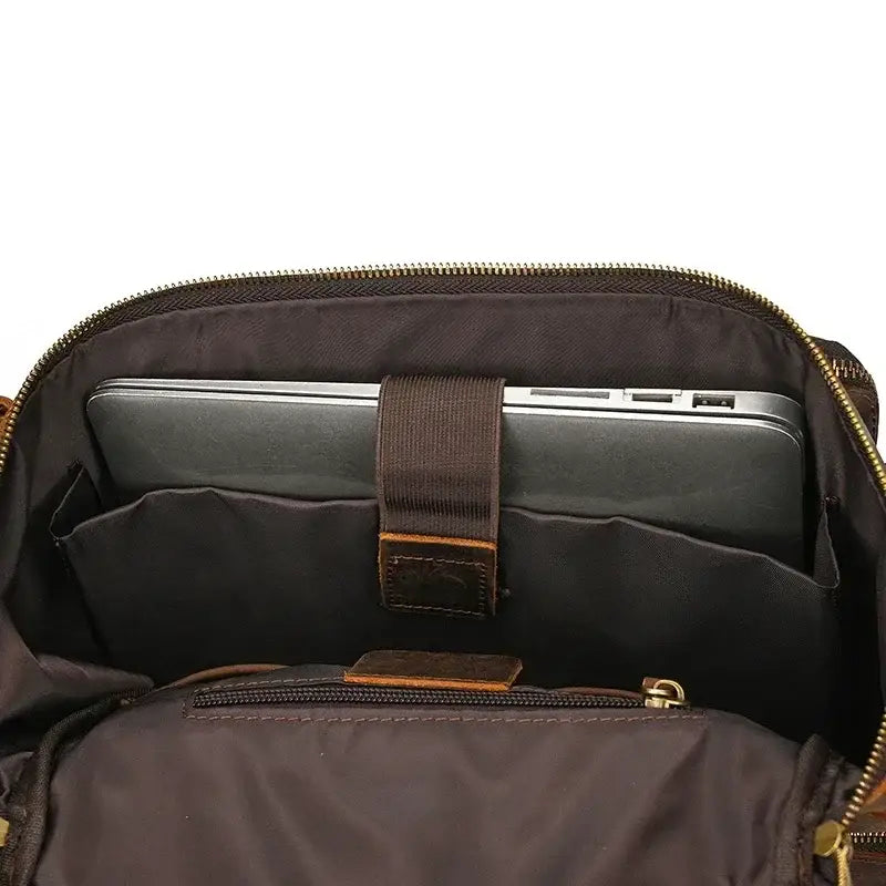 Men’s Full-Grain Cowhide Leather Backpack – Vintage Work & Daily Carry Bag