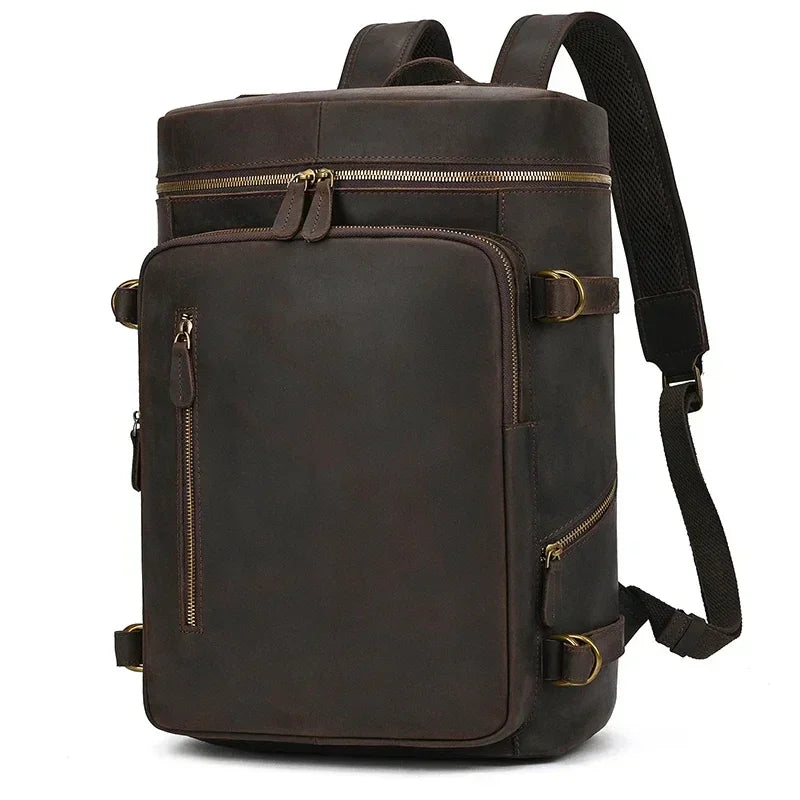 Men’s Full-Grain Cowhide Leather Backpack – Vintage Work & Daily Carry Bag