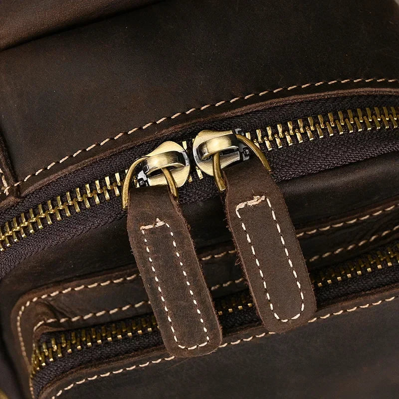 Men’s Full Grain Leather Sling Bag – Crazy Horse One Strap Pack